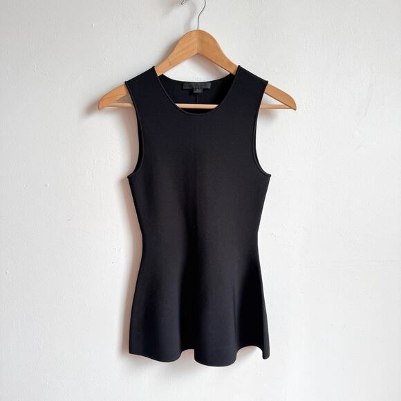 ALEXANDER WANG Black Stretch-Knit Sleeveless Peplum Blouse - Picture 1 of 6